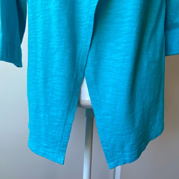 Woolrich Shirt Small Turquoise Split Open Back Yoga Hiking 100% Cotton Women’s - Picture 11 of 15